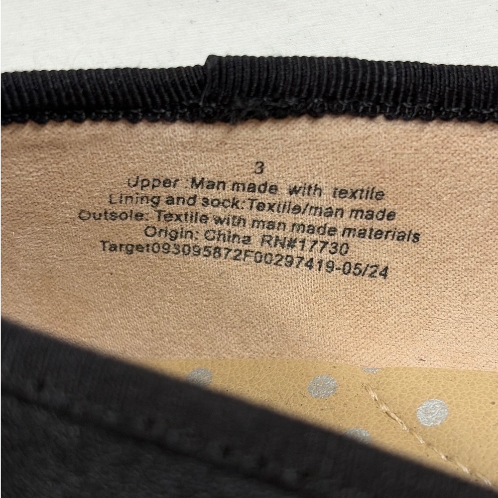 Cat & Jack Girls Black Ballet Flats Bow Detail Size 3 Non-Marking Sole Like New - Picture 8 of 11